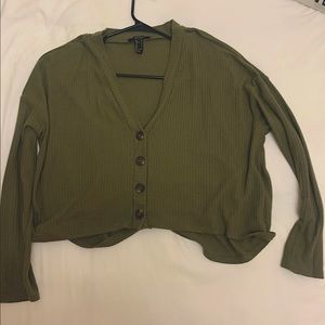 Green Waffle-Knit Long Sleeve